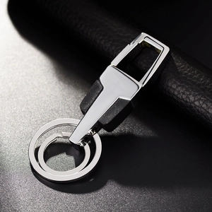 Polished metal car keychain with quick-release hook and matte black contrast design