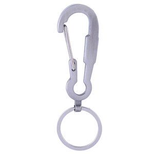 Creative metal car keychain with snap hook and ring in brushed silver finish