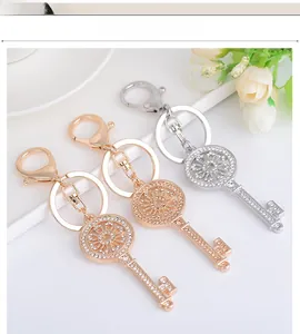 Détails de trois porte-clés en alliage avec strass en or, or rose et argent poli