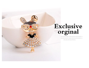 Close-up of golden bunny keychain with detailed sparkling rhinestones and black enamel