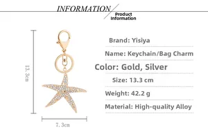 Spécifications de taille détaillées du porte-clés étoile orné de strass blancs