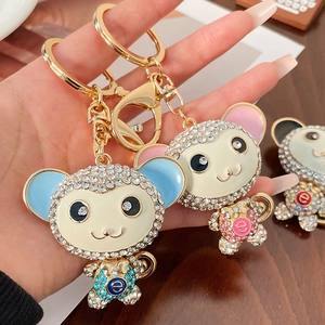 Portachiavi con Scimmia di Cartone Animato Creativo in Lega di Zinco Smalto Ciondolo Animale Ciondolo per Borsa Regalo Donna