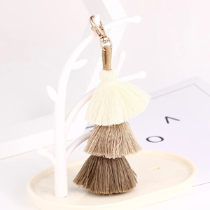 Handmade bohemian rainbow tassel keychain with gold lobster clasp for bags and keys