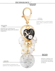 Macro detail of the elegant number 5 heart charm and diamond-studded sparkling ball