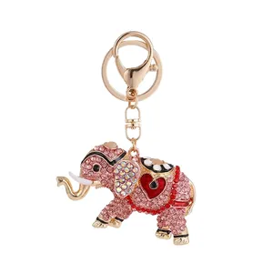 Kreative Strass Herz Elefant Schlüsselanhänger Legierung Tier Taschenanhänger Funkelnde Kristall Schlüsselring Reise Souvenir Geschenk