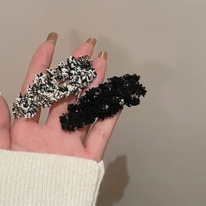 Elegant French Style Tweed Hair Clip Women High End Fabric BB Clip Side Bangs Clip Fashion Hair Accessories