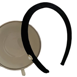 French velvet headband in black with pearl gold accent for elegant vintage style