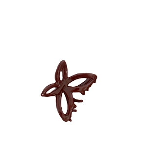 Pince à cheveux papillon évidée marron foncé avec finition acrylique brillante