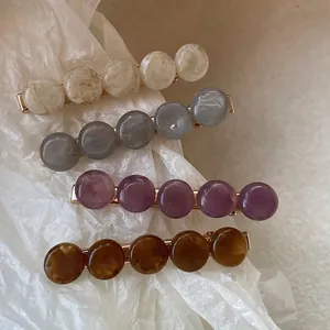 Pince à Cheveux en Perles d'Acrylique Motif Marbre Style Français Pince à Bec de Canard en Alliage pour Femme Accessoires Cheveux Coréens