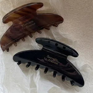 Grandi mollette per capelli in acetato tartarugato e nero in stile francese elegante