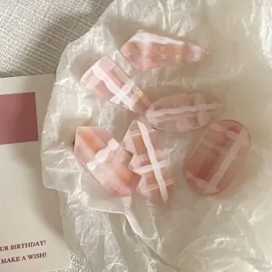 Pink Jelly Geometric Hair Clip Sweet Fairy Duckbill Clip Fabric Frosted Translucent Hairpin Fashion Daily Hair Accessories