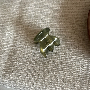 Mini olive green acetate hair claw clip with gold France Handmade lettering for women