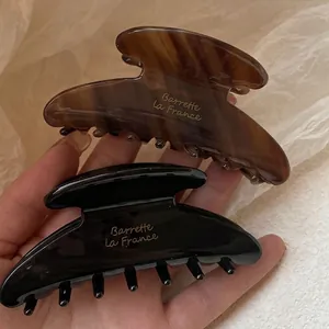 Pinza per Capelli Grande in Acetato Stile Francese Elegante Tartarugato Nero Molla per Capelli Accessori Donna Styling