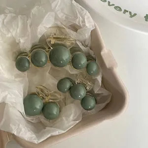 Matcha Grün Acryl Künstliche Perle Haarkralle Einfache Elegante Haifisch-Clip Mode Koreanischer Stil Kopfschmuck Für Damen Schmuck