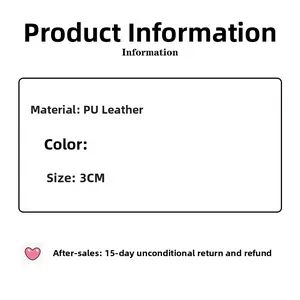 Detailed specifications for 3cm PU leather sponge headband showing material and size info