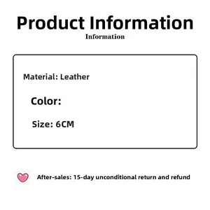 Detailed size specification card showing 6cm leather hair clip material attributes