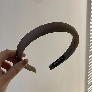 Elegant deep mocha padded sponge headband with handmade satin fabric finish