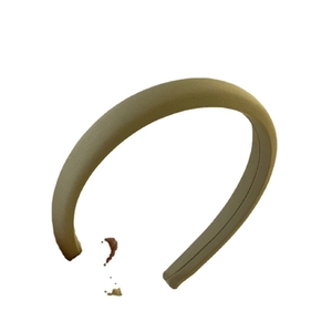 Elegant olive green padded satin headband with a thick vintage macaron style design