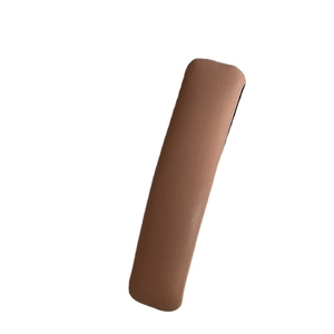 Minimalist brown faux leather rectangular hair clip with a vintage grainy texture