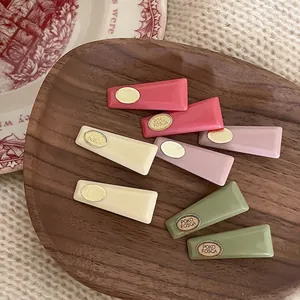 Korean Style Macaron Color Acrylic Rectangular Hair Clips Minimalist Geometric Bangs Side Clip Fashion Hairpins For Women