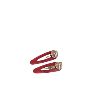 Set di due fermagli per capelli con cuore di strass rosa in lega lucida per donne e ragazze
