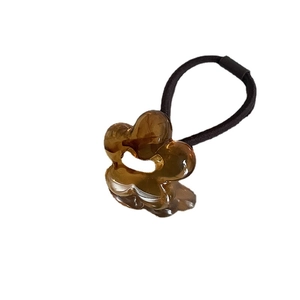 Cute amber jelly flower hair tie with high elastic black band for women style