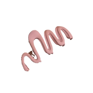 Minimalist matte rose pink wave-shaped hair claw clip for women on white background