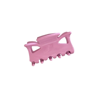 Pince à cheveux rectangulaire élégante en acétate rose avec design ajouré pour coiffure
