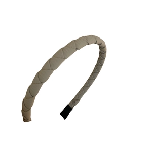 Minimalist grey quilted woven headband for women with a high crown stylish vintage design