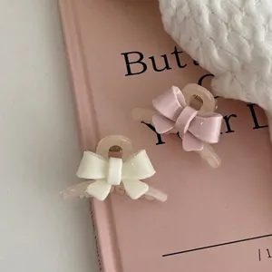 Mini Pinces à Cheveux Nœud Doux Élégantes en Tissu Résine Petites Barrettes pour Femmes Filles Accessoires Coiffure