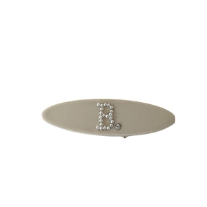 French oval hair clip in milk tea color with pearl letter B and crystal accents