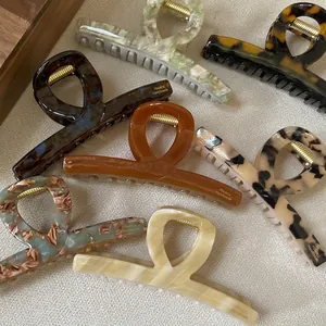 French Acetate Large Hair Claw Clip Elegant Geometric Handmade Shark Clip For Women Fashion Daily Hair Accessories