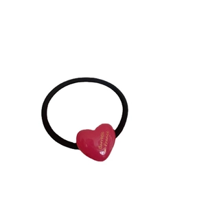 Pink heart-shaped candy color hair tie with black elastic band for girls and kids