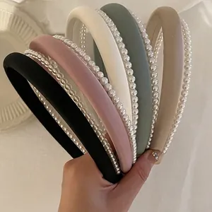 Serre-tête Rembourré avec Fausses Künstliche Perles Élégant Français pour Femmes Tissu Rétro Fait à la Main Accessoires Cheveux