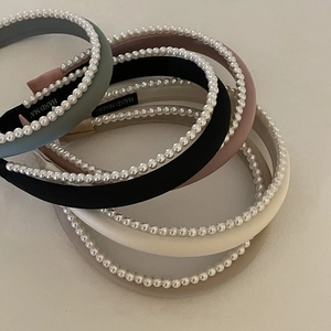 Serre-têtes élégants à double épaisseur avec perles et tissu en plusieurs couleurs