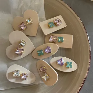 French style colorful acrylic geometric heart clips in various pastel crystal colors