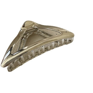 Minimalist silver metal hair claw clip with large triangular design for thick hair