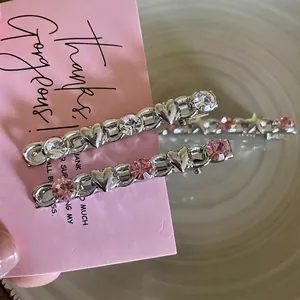 Rhinestone Heart Star Hair Clip Silver Alloy Duckbill Side Clip Fashion Hair Accessory Jewelry For Women Girls Daily
