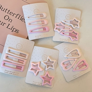 Set de barrettes à cheveux roses et blanches pour enfants avec étoiles, cœurs et gouttes