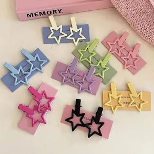 Dolce Fermaglio per Capelli a Stella Cava in Metallo Opaco per Donna Ragazze Colore Caramella Clip Laterale Frangia Gioielli
