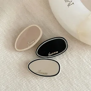Korean Style Premium Acetate Oval Hair Clip Simple Vintage Duckbill Side Clip With Gold Lettering Nuance For Women