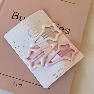 Lot de trois barrettes étoile mates dégradé rose et beige pour filles et enfants