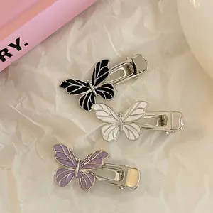 Vintage Metal Alloy Enamel Butterfly Hair Clip Sweet Cool Y2K Style Duckbill Hairpin For Women Girls Fashion Hair Accessories
