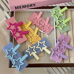Set di fermagli per capelli a forma di stella in metallo dai colori macaron opachi