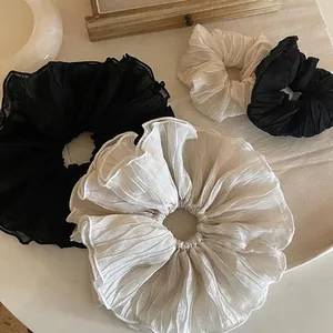 Elastici per Capelli in Tessuto Pieghettato Grandi Minimalisti Elastici per Capelli da Donna Chiffon Oversize con Volant Accessori per Capelli