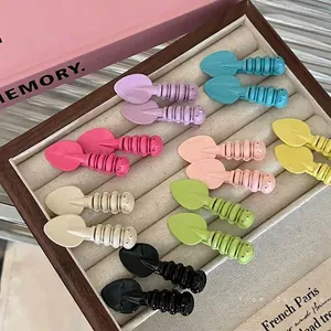 Cute Candy Color Spoon Shovel Shape Alloy Hair Clips Sweet Geometric Versatile Side Clips Bang Clips Fashion Hair Accessories For Women