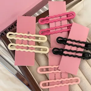 Süßigkeitenfarbene Wellen Haarspangen Für Damen Matt Lackierte Acryl Haarnadeln Seitenpony Entenschnabelclip Kopfschmuck