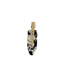 Elegant gold metal hair clip with black and white marble acetate decoration