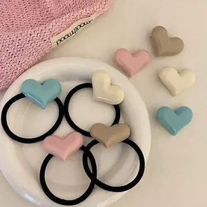 Pince à Cheveux Douce de Style Coréen avec Cœur Crème Pince à Frange en Acrylique Accessoires Cheveux pour Femmes