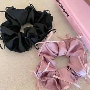 French Ballet Style Satin Bow Scrunchie Elegant Ribbon Hair Tie High Elasticity Hair Ornaments For Women Hair Accessories